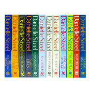 Set of 12 Danielle Steel Collection books including The Wedding Dress and All That Glitters, displayed together in a box set.