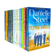 Danielle Steel Collection 12-book box set by Pan Ltd, featuring novels like The Wedding Dress and All That Glitters, in a cardboard box.