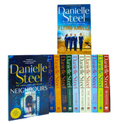 Danielle Steel Collection 12-book box set by Pan Ltd, featuring novels like The Wedding Dress, All That Glitters, Neighbours, and Nine Lives.