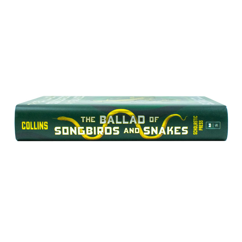 Hardcover of The Ballad of Songbirds and Snakes by Suzanne Collins, a Hunger Games prequel fiction book with a Scholastic brand.