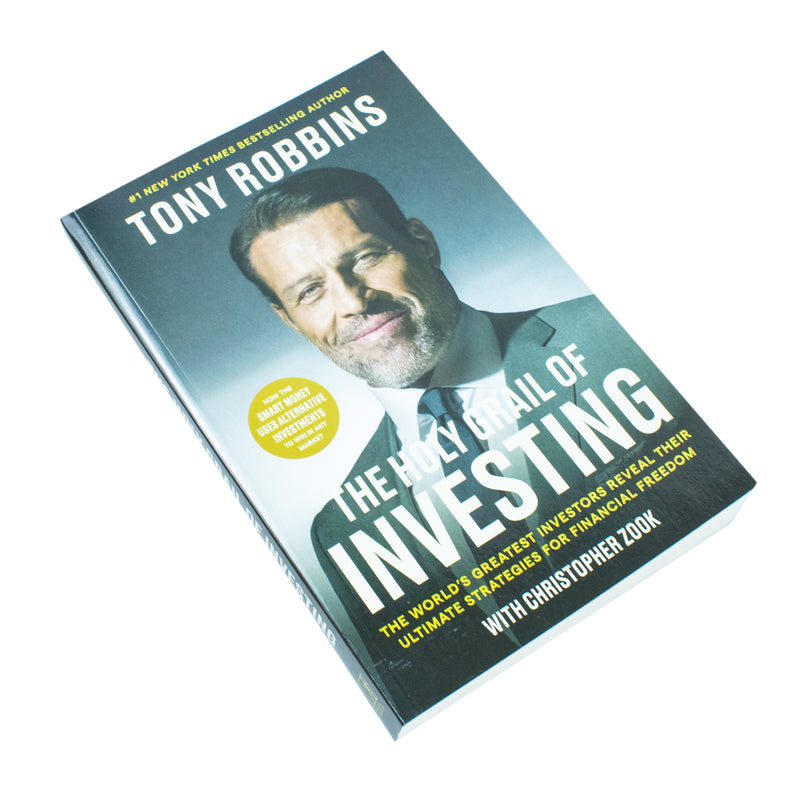 Cover image of "The Holy Grail of Investing" book by Tony Robbins, featuring the title and Simon & Schuster UK branding.