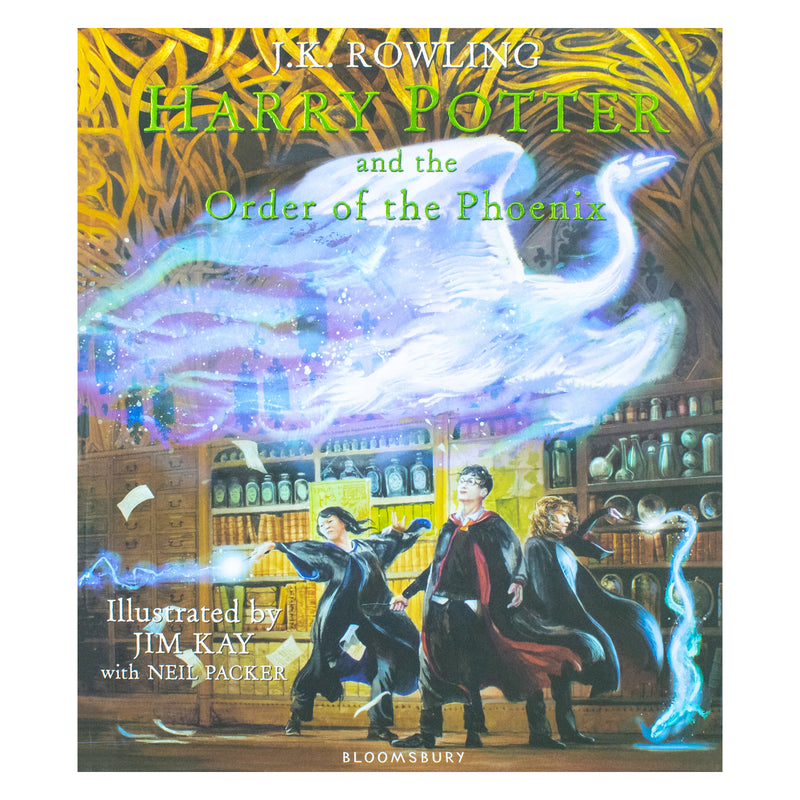 Hardcover illustrated edition of Harry Potter and the Order of the Phoenix by J.K. Rowling, featuring Jim Kay's detailed artwork.