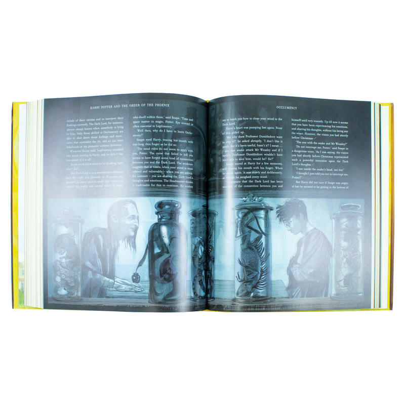 Hardcover illustrated edition of Harry Potter and the Order of the Phoenix by J.K. Rowling, with Jim Kay's detailed cover art.