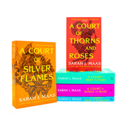 A set of five paperback fantasy novels from the A Court of Thorns and Roses series by Sarah J. Maas, published by Bloomsbury Publishing.