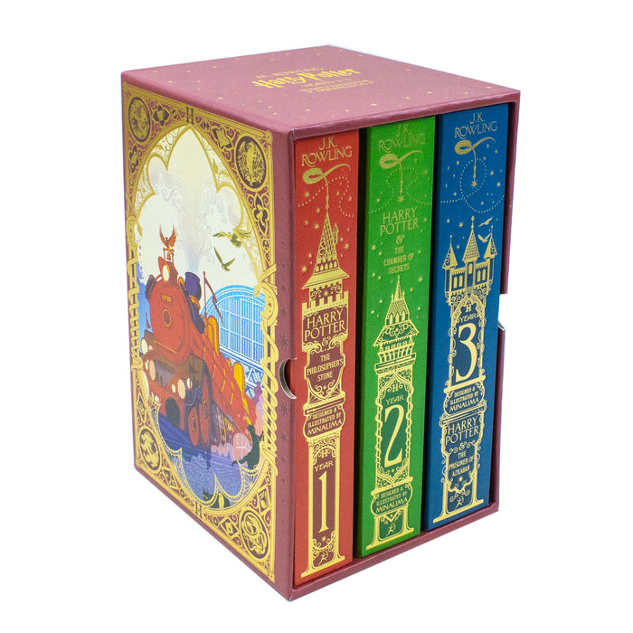Harry Potter 1-3 Box Set: MinaLima Edition (Harry Potter (english), 1) by J.K. Rowling Hardcover - The Book Bundle
