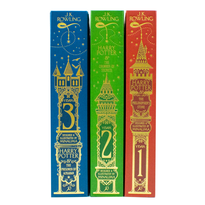 Harry Potter 1-3 Box Set: MinaLima Edition (Harry Potter (english), 1) by J.K. Rowling Hardcover - The Book Bundle