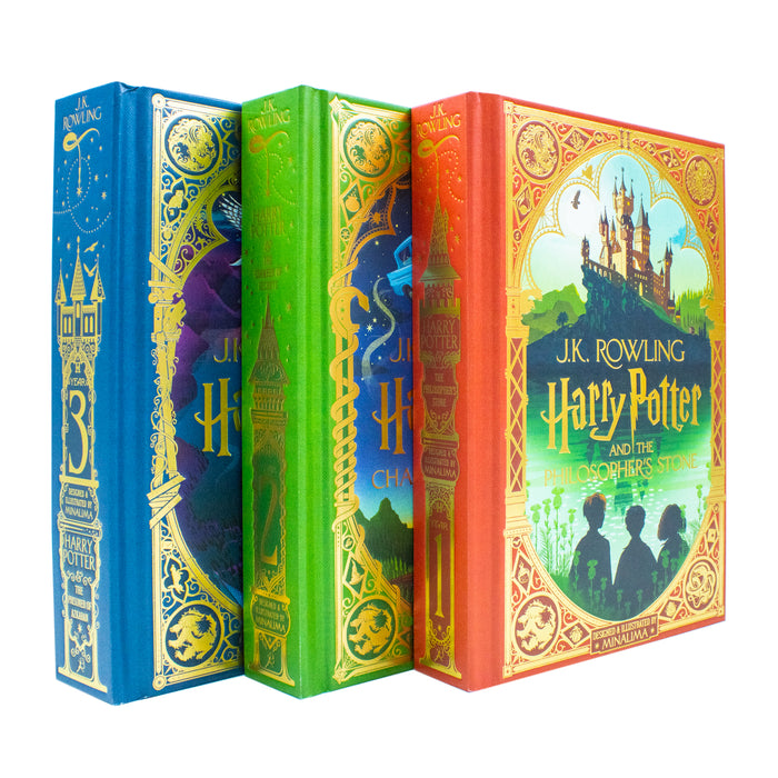 Harry Potter 1-3 Box Set: MinaLima Edition (Harry Potter (english), 1) by J.K. Rowling Hardcover - The Book Bundle