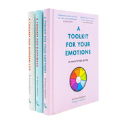 Set of three hardcover books by Dr. Emma Hepburn, including A Toolkit for Happiness, Modern Life, and Your Emotions, in green covers.
