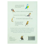 Illustrated cover of "Our Garden Birds" guide by Matt Sewell, featuring colorful British garden bird illustrations.