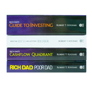 Set of four Robert T. Kiyosaki books including Rich Dad Poor Dad and Cashflow Quadrant, published by Plata Publishing Ltd.