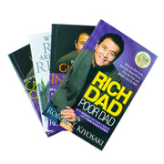 Set of four Robert T. Kiyosaki books including Rich Dad Poor Dad, Cashflow Quadrant, Guide to Investing, and Why the Rich Get Richer.