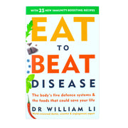 Paperback of Eat to Beat Disease by Dr. William Li, a non-fiction book on the body's five defense systems, published by Vermilion.