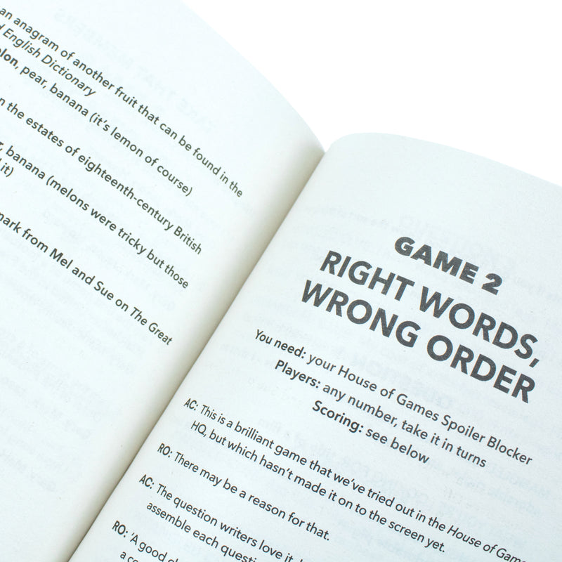 Paperback book titled "Richard Osman's House of Games 101 New & Classic" by Richard Osman and Alan Connor, with a colorful cover.