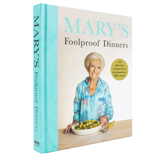Cover image of Mary Berry's "Mary's Foolproof Dinners" cookbook, featuring a colorful, inviting dinner scene on the front.