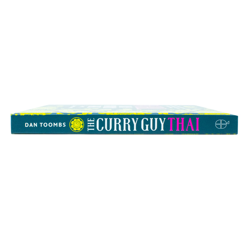 Cover image of "Curry Guy Thai" cookbook by Dan Toombs, featuring colorful Thai dishes and the book title on the cover.