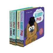 My First Behaviours Touch & Feelings 4-book gift set by Dr Naira Wilson, featuring colorful illustrations for children.