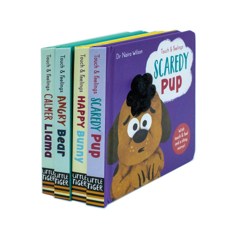 My First Behaviours Touch & Feelings 4-book gift set by Dr Naira Wilson, featuring colorful illustrations for children.