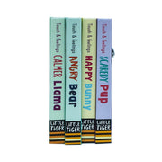 Four colorful children's books from the My First Behaviours Touch & Feelings gift box set by Dr Naira Wilson, published by Little Tiger.