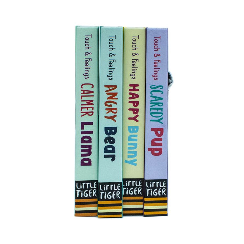 Four colorful children's books from the My First Behaviours Touch & Feelings gift box set by Dr Naira Wilson, published by Little Tiger.