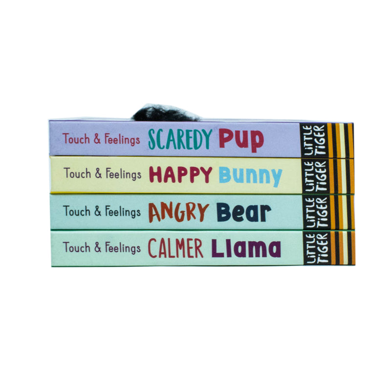 My First Behaviours Touch & Feelings book set by Dr Naira Wilson in a Little Tiger gift box, featuring colorful cover illustrations.