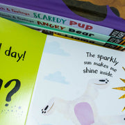 Little Tiger My First Behaviours Touch & Feelings 4-book gift set by Dr Naira Wilson, featuring colorful illustrations for young children.