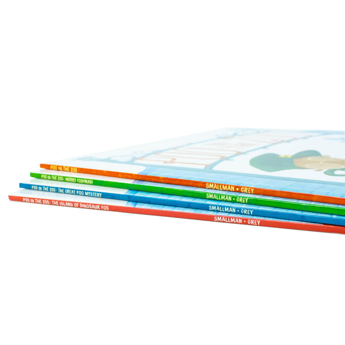 Pooh in the Zoo Series 4 Books Collection Set By Smallman & Grey(Pooh in the Zoo, Merry Poopmas!, The Great Poo Mystery & The Island of Dinosaur Poo) - The Book Bundle