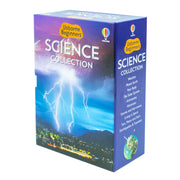 Usborne Beginners Science 10-book collection set including Sun, Moon, Stars, and Living in Space with colorful book covers.