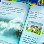 Usborne Beginners Science 10-book collection set featuring colorful covers on space, sun, moon, stars, and living in space themes.