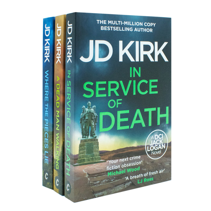 DCI Logan Crime Thrillers 3 Books Collection Set by JD Kirk Books (17-19) (In Service of Death, Where the Pieces Lie, A Dead Man Walking) - The Book Bundle