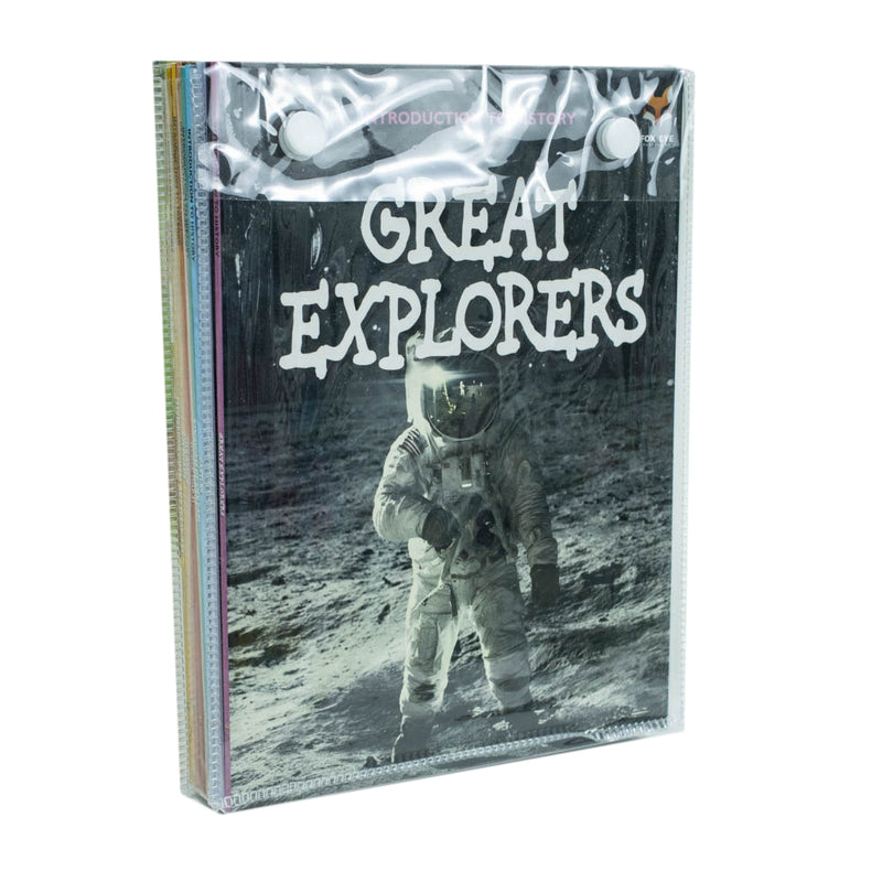 Children's history book set from Fox Eye Publishing, Series 2, by Jasmine Brooke, featuring 10 colorful introduction to history books.