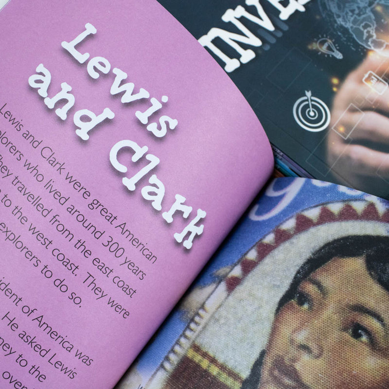 Children's history book set by Jasmine Brooke, series 2 from Fox Eye Publishing, featuring 10 colorful educational history books.