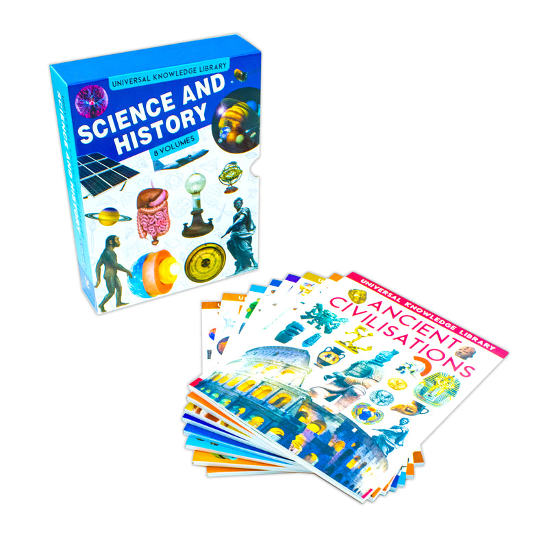 Universal Knowledge Library Science and History 8 Volumes Book Collection Set - The Book Bundle