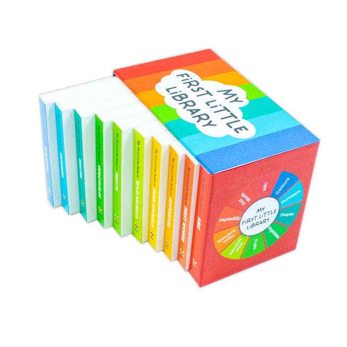 My First Little Library 10 Books Set Collection: (ABC, Shapes, Numbers, First Words, Opposites, Wild Animals, Fruits, Vegetables, Fram Animals, Colours) Hardcover - The Book Bundle