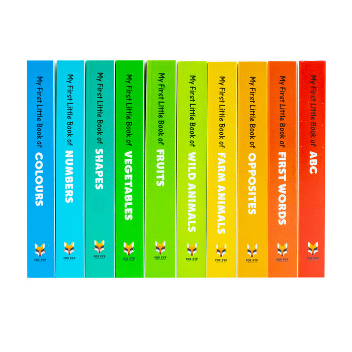 My First Little Library 10 Books Set Collection: (ABC, Shapes, Numbers, First Words, Opposites, Wild Animals, Fruits, Vegetables, Fram Animals, Colours) Hardcover - The Book Bundle