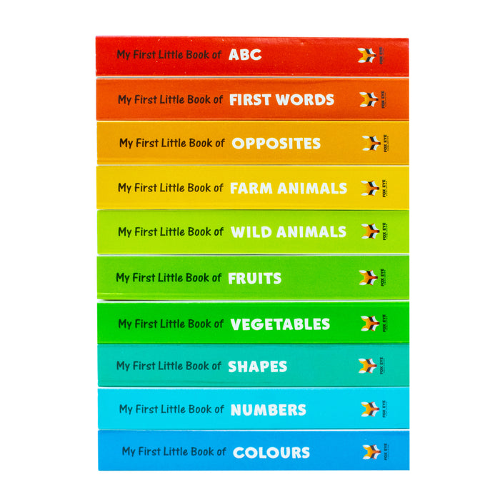My First Little Library 10 Books Set Collection: (ABC, Shapes, Numbers, First Words, Opposites, Wild Animals, Fruits, Vegetables, Fram Animals, Colours) Hardcover - The Book Bundle