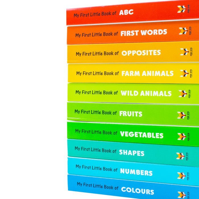 My First Little Library 10 Books Set Collection: (ABC, Shapes, Numbers, First Words, Opposites, Wild Animals, Fruits, Vegetables, Fram Animals, Colours) Hardcover - The Book Bundle