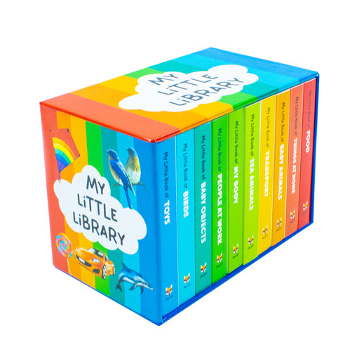My Little Library 10 Books Set Collection(Toys, Food,Things at home, Baby objects, Sea Animals, Birds, People at Work, My Body, Transport, Baby Animals) Hardcover - The Book Bundle