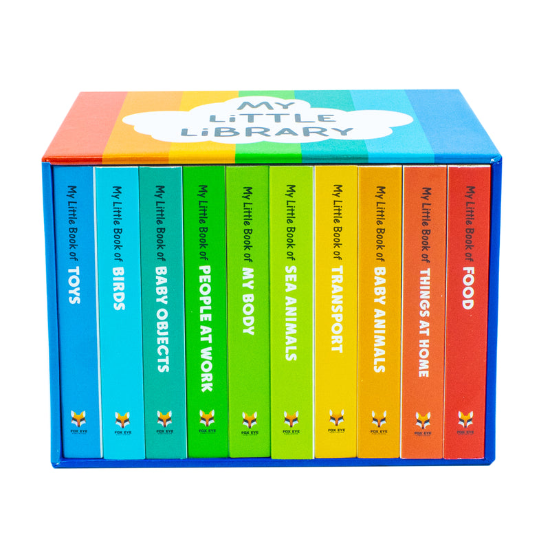 My Little Library 10 Books Set Collection(Toys, Food,Things at home, Baby objects, Sea Animals, Birds, People at Work, My Body, Transport, Baby Animals) Hardcover - The Book Bundle