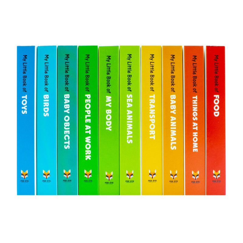 My Little Library 10 Books Set Collection(Toys, Food,Things at home, Baby objects, Sea Animals, Birds, People at Work, My Body, Transport, Baby Animals) Hardcover - The Book Bundle