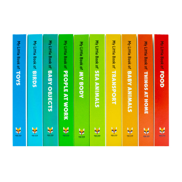 My Little Library 10 Books Set Collection(Toys, Food,Things at home, Baby objects, Sea Animals, Birds, People at Work, My Body, Transport, Baby Animals) Hardcover - The Book Bundle