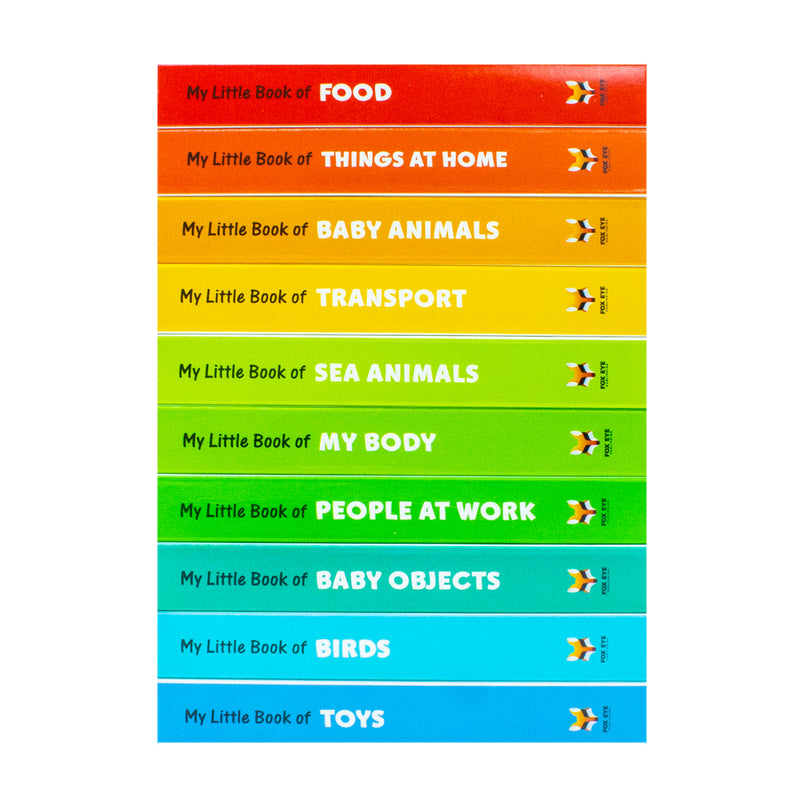 My Little Library 10 Books Set Collection(Toys, Food,Things at home, Baby objects, Sea Animals, Birds, People at Work, My Body, Transport, Baby Animals) Hardcover - The Book Bundle