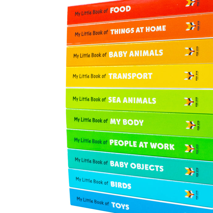 My Little Library 10 Books Set Collection(Toys, Food,Things at home, Baby objects, Sea Animals, Birds, People at Work, My Body, Transport, Baby Animals) Hardcover - The Book Bundle