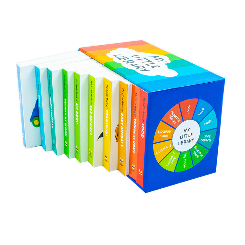 My Little Library 10 Books Set Collection(Toys, Food,Things at home, Baby objects, Sea Animals, Birds, People at Work, My Body, Transport, Baby Animals) Hardcover - The Book Bundle