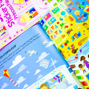Sticker Dress Up 4 Activity Book set by Fox Eye Publishing featuring fashion shopping, holiday, princess palace, and wedding themes.
