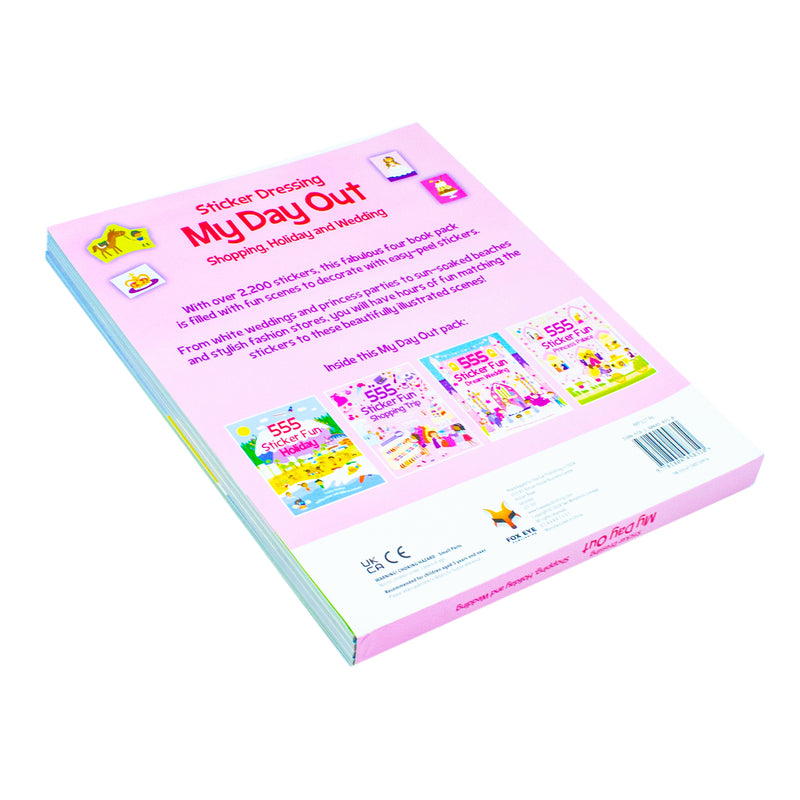 Sticker Dress Up 4 Activity Book Set by Fox Eye Publishing featuring fashion, holiday, princess, and wedding themes for kids.