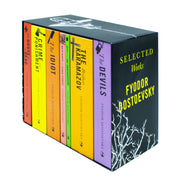 Set of seven classic Fyodor Dostoevsky books including Crime and Punishment in hardcover edition, featuring original cover art.