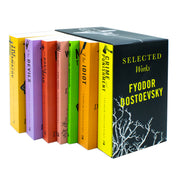 Set of seven classic Fyodor Dostoevsky books including Crime and Punishment in elegant edition, featuring detailed cover art.