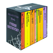 Set of seven classic Fyodor Dostoevsky books including Crime and Punishment in a collectible edition collection.