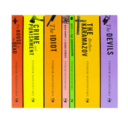 Set of seven classic Fyodor Dostoevsky books including Crime and Punishment in hardcover editions with detailed covers.