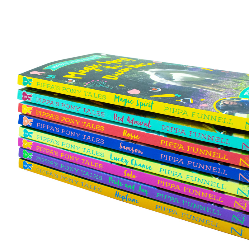 Set of eight Pippa Funnell Pippa's Pony Tales books featuring Magic Spirit, Red Admiral, Rosie, Samson, and more by Zephyr Ltd.